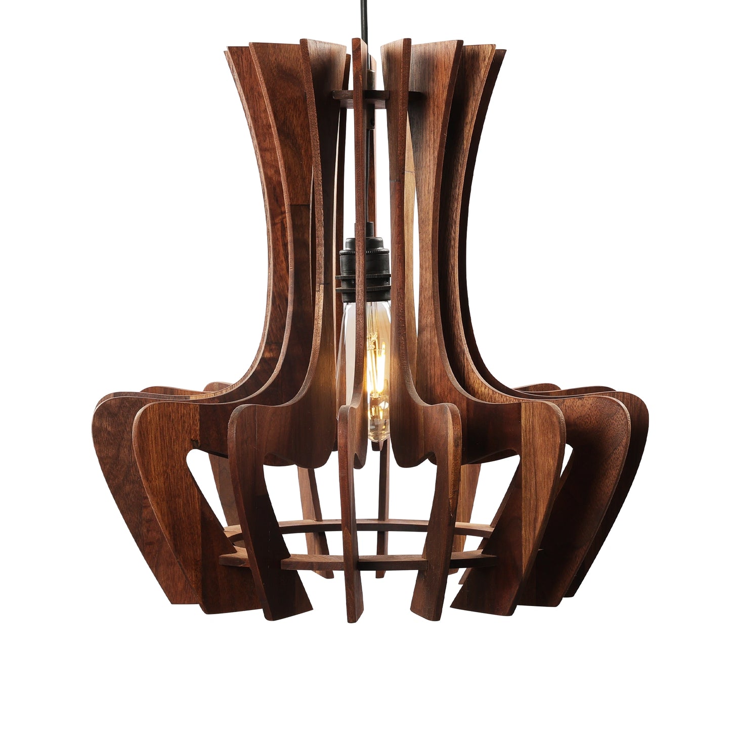 Curved Petal Wooden Pendant Light
