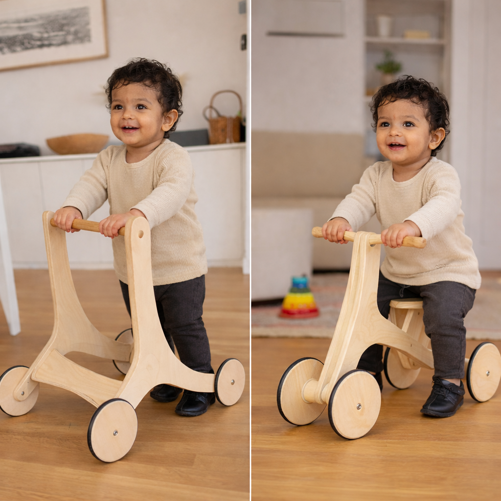 Kids Walker Cum Cycle | 2-in-1 Kids Scooter | Wooden Kids Toys