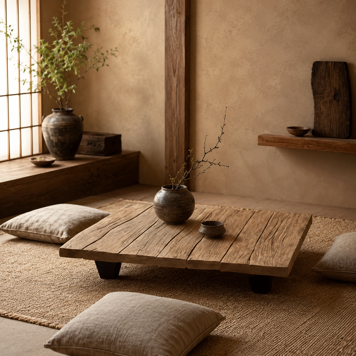 Akari Low Profile Rustic American Oakwood Coffee Table
