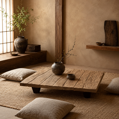 Akari Low Profile Rustic American Oakwood Coffee Table