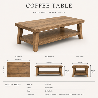 Asher Rustic American Oakwood Coffee Table