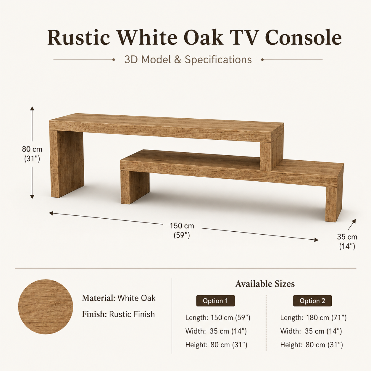 AMORY Rustic American Oakwood TV Stand