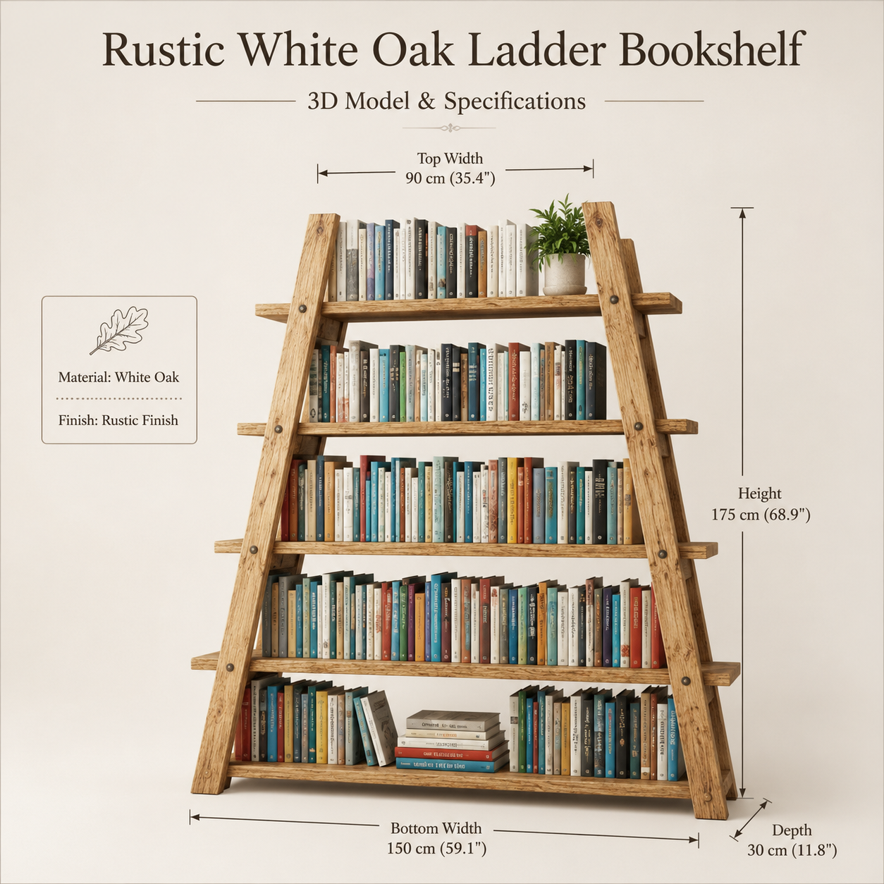 ALARIC Grand Rustic American Oakwood Bookshelf