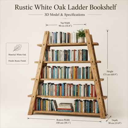 ALARIC Grand Rustic American Oakwood Bookshelf