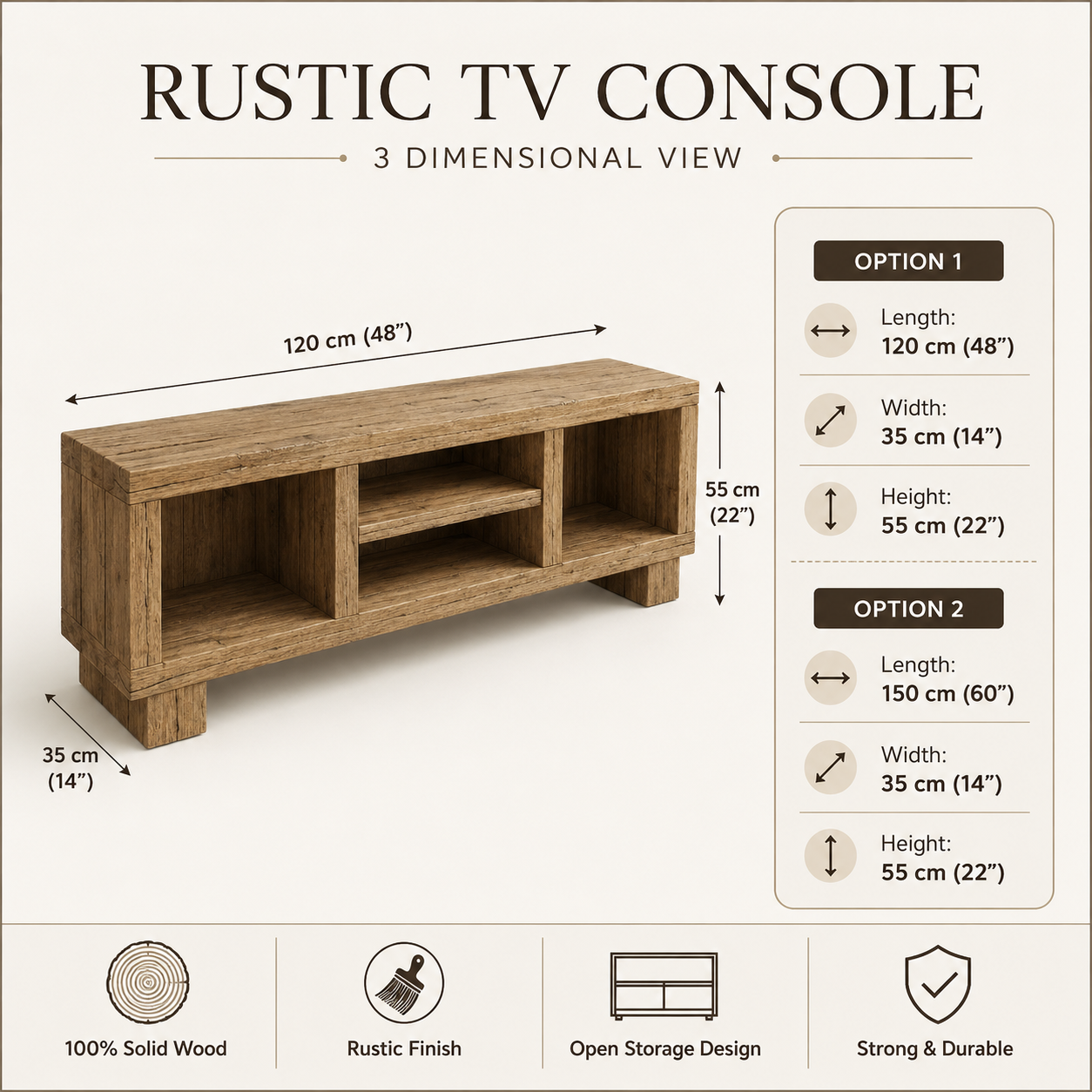 AURELIAN  Rustic American Oakwood TV Stand