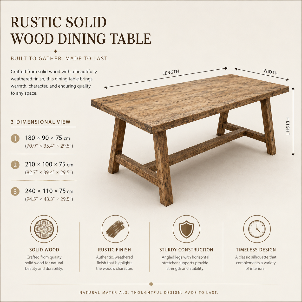 ALWYN 40mm KALATRI Rustic Signature Table