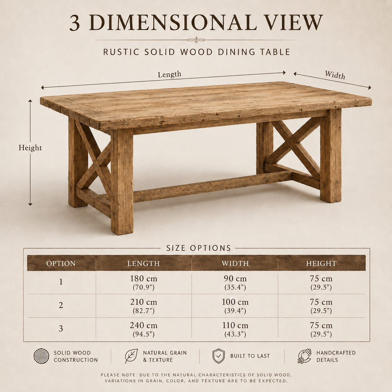 AMBROSE 40mm Heritage Plank Dining Table