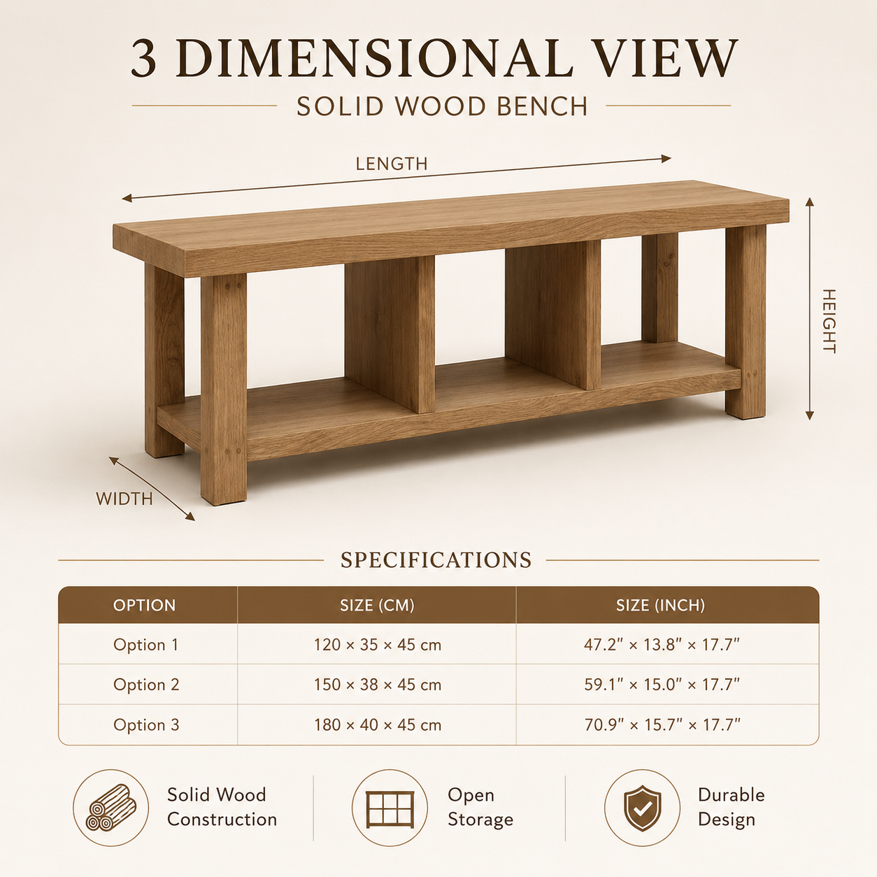 ALBY Timeless Oakwood Bench