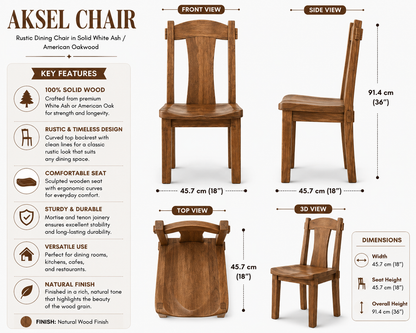 AKSEL Handcrafted Solid Wood Chair