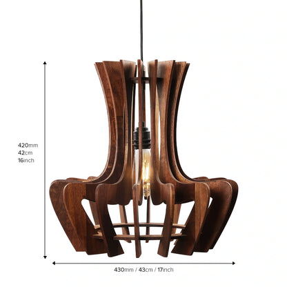 Curved Petal Wooden Pendant Light