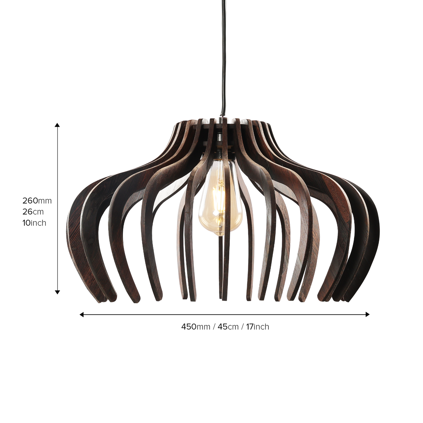 Vertical Ribbed Flower Wooden Pendant Light