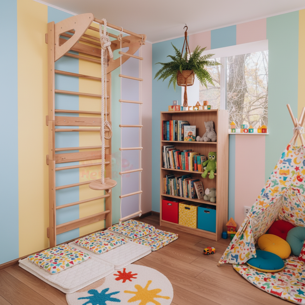 Kids Ladder With  Play Toys – Montessori Indoor Climbing Gym