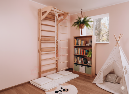Swedish Ladder with Soft Play Blocks – Montessori Indoor Climbing Gym