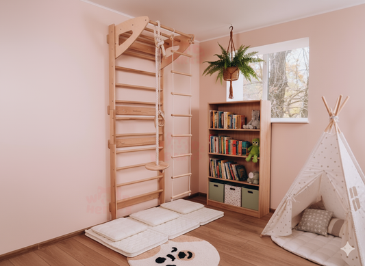 Swedish Ladder with Soft Play Blocks – Montessori Indoor Climbing Gym