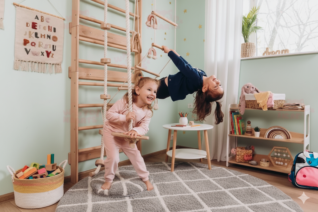 Swedish Ladder with Soft Play Blocks – Montessori Indoor Climbing Gym