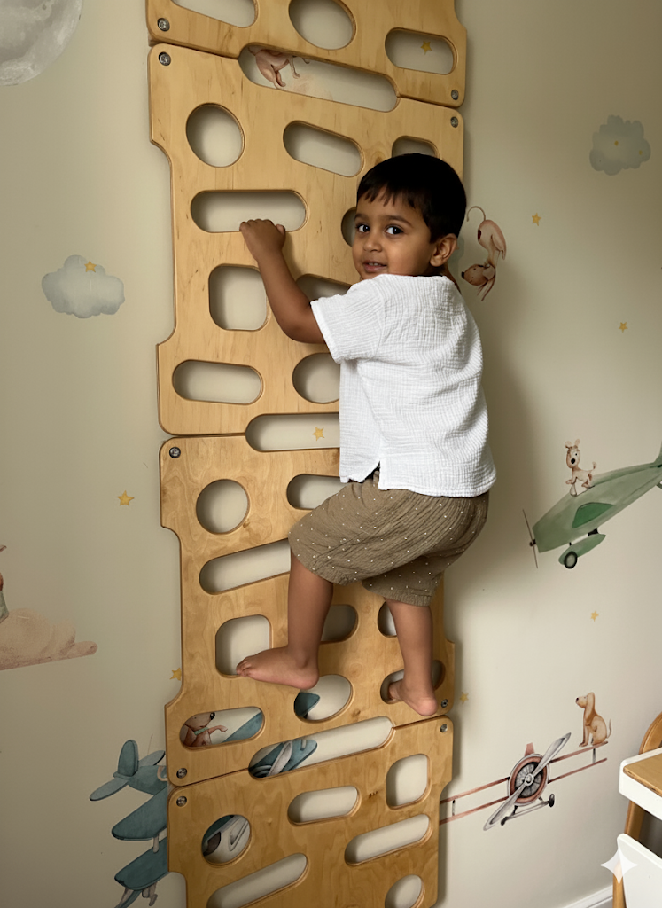 Wooden Indoor Climbing Wall – Montessori Inspired Active Play Gym