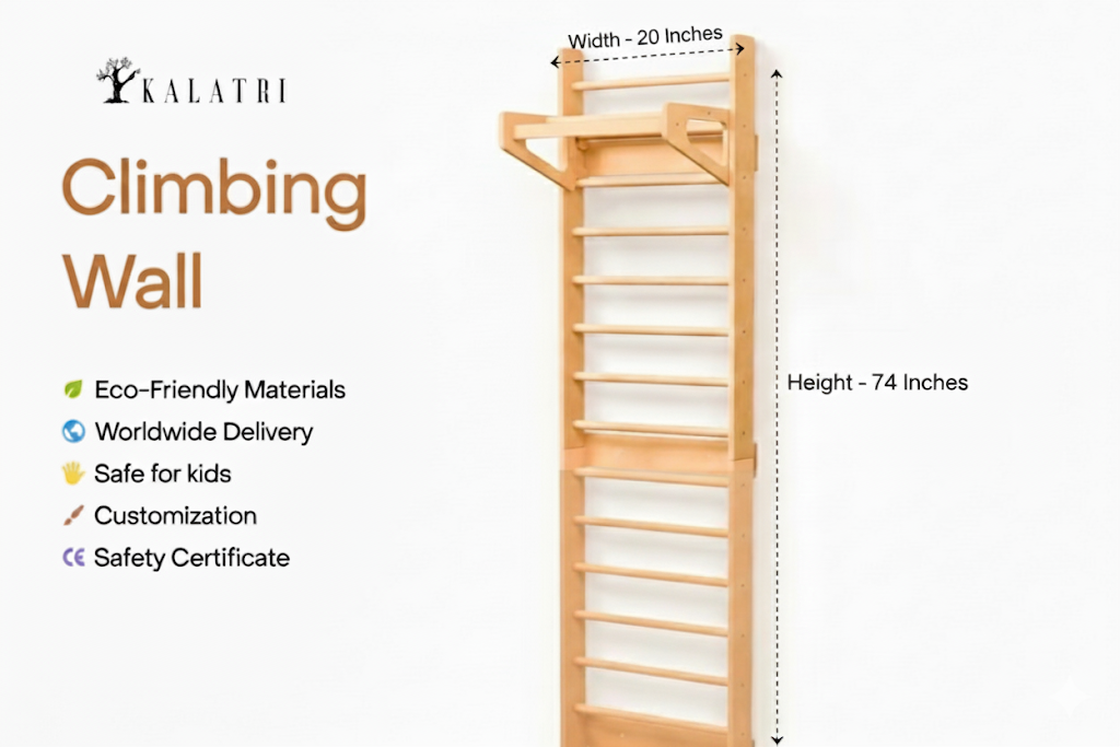 Swedish Ladder with Bars + Slide + Art Table – Montessori Indoor Play Gym