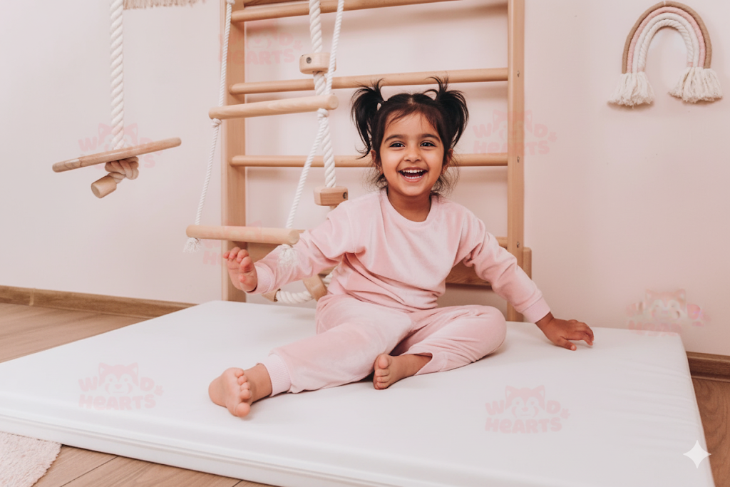 Swedish Ladder with Soft Play Blocks – Montessori Indoor Climbing Gym