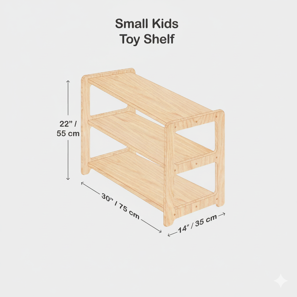Montessori Wooden Kids Bookshelf + Toy Storage