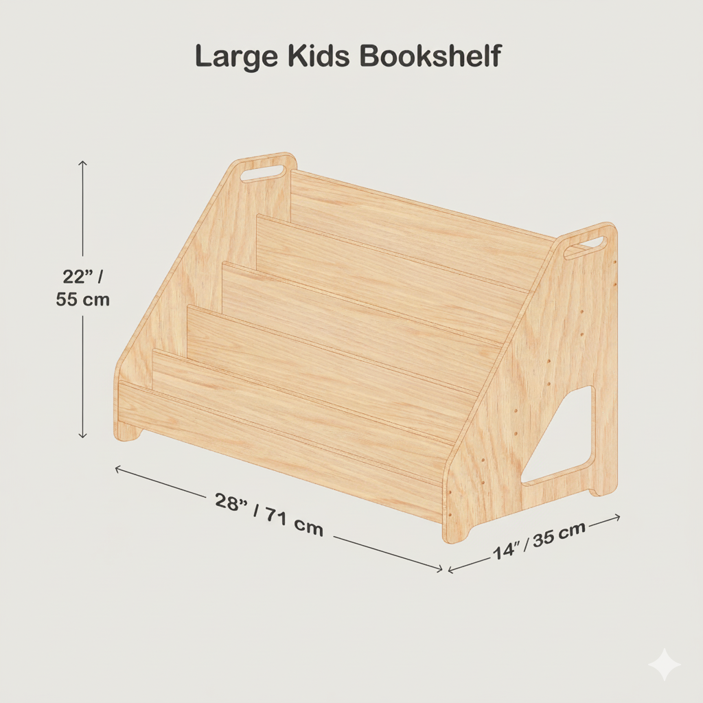 Montessori Wooden Kids Bookshelf + Toy Storage