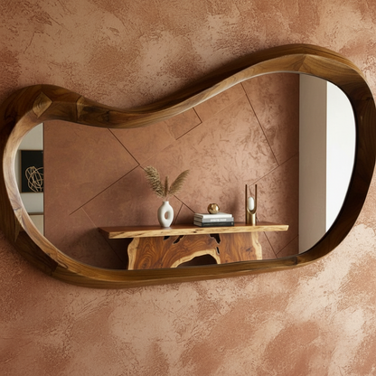 Sculpted Free-Form Wood Mirror