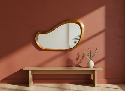 Sculpted Free-Form Wood Mirror
