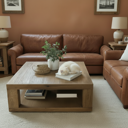 ALDEN Rustic American OAKWOOD Coffee Table