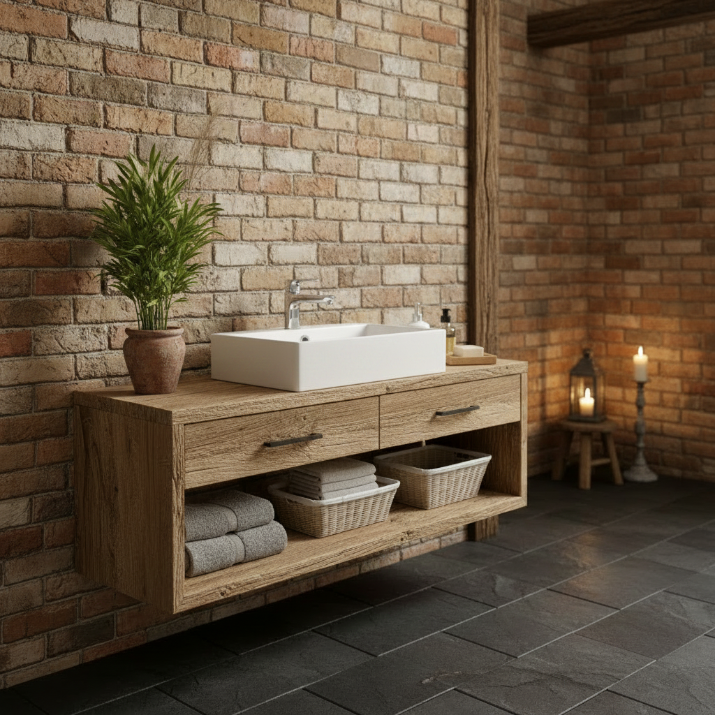 ALTON  Floating Rustic American Oakwood Bathroom Vanity