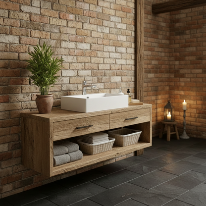 ALTON  Floating Rustic American Oakwood Bathroom Vanity