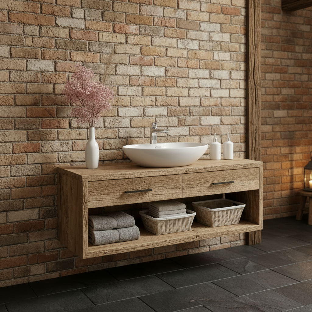 ALTON  Floating Rustic American Oakwood Bathroom Vanity