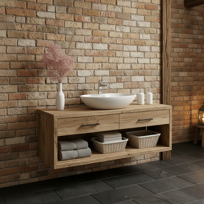 ALTON  Floating Rustic American Oakwood Bathroom Vanity