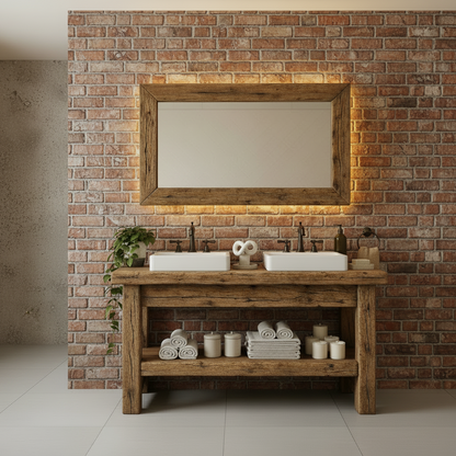 Aldric Rustic American Oakwood Double Bathroom Vanity