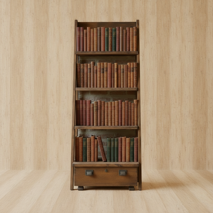 ARDENO Rustic American Oakwood Ladder Bookshelf