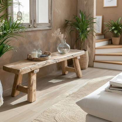 AXEL Rustic Solid Ash Wood Bench