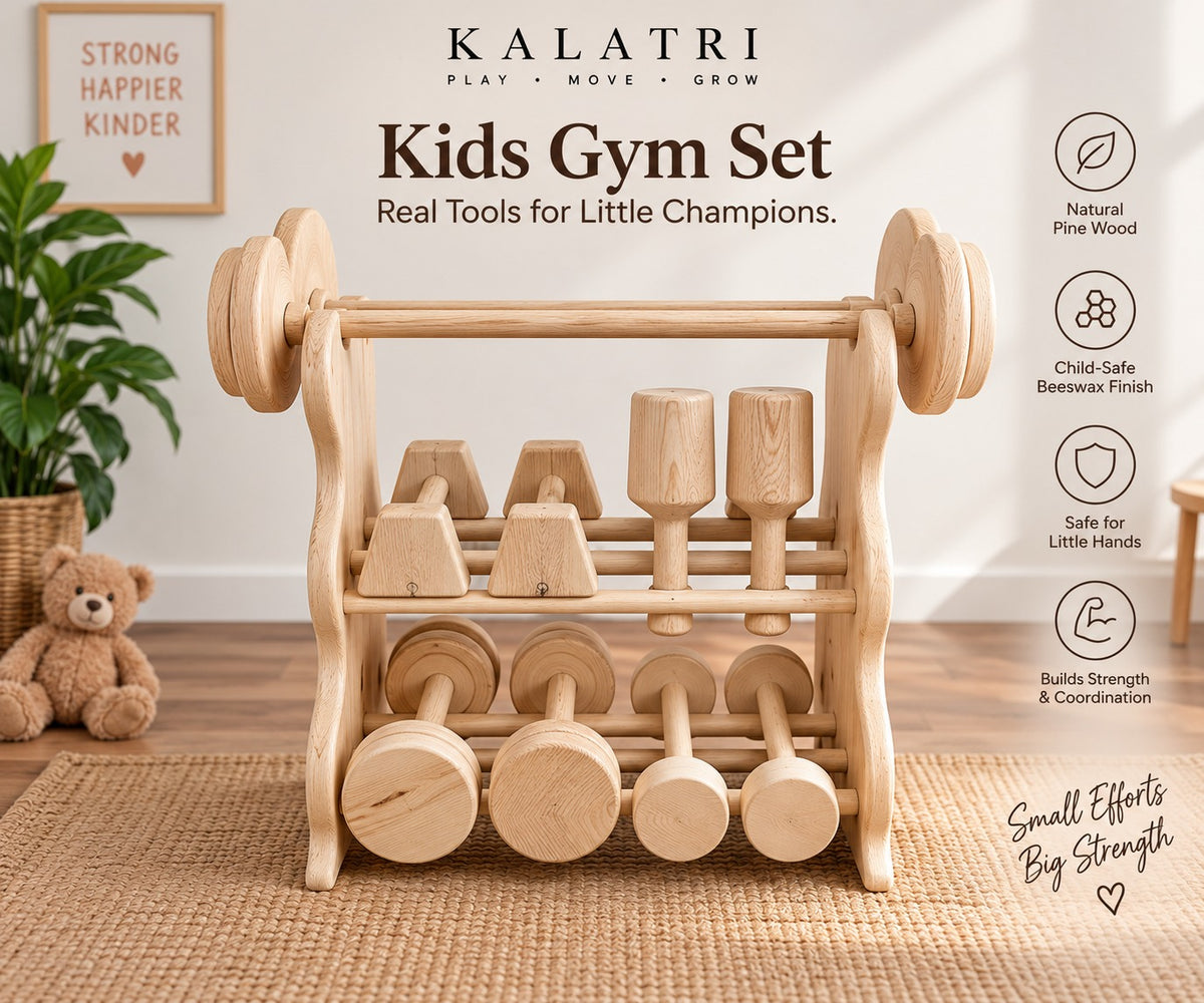 Wooden Kids Gym Set | Premium Pine Wood Gym Equipment for Toddlers