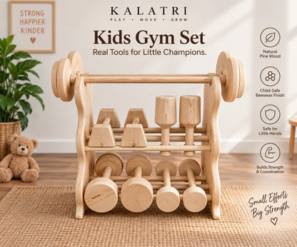 Wooden Kids Gym Set | Premium Pine Wood Gym Equipment for Toddlers