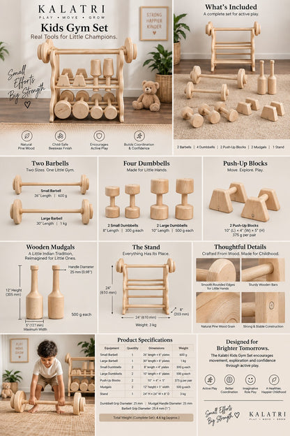 Wooden Kids Gym Set | Premium Pine Wood Gym Equipment for Toddlers
