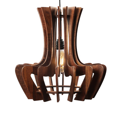 Curved Petal Wooden Pendant Light