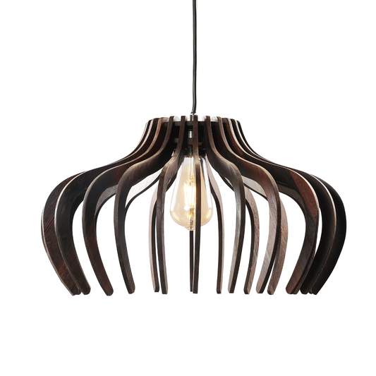 Vertical Ribbed Flower Wooden Pendant Light