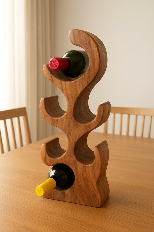 Premium Hand-Carved Wine Bottle Rack