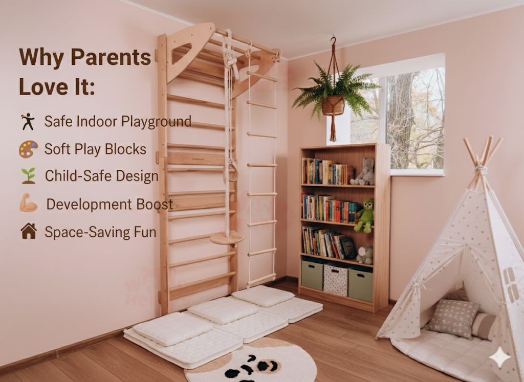 Swedish Ladder with Soft Play Blocks – Montessori Indoor Climbing Gym