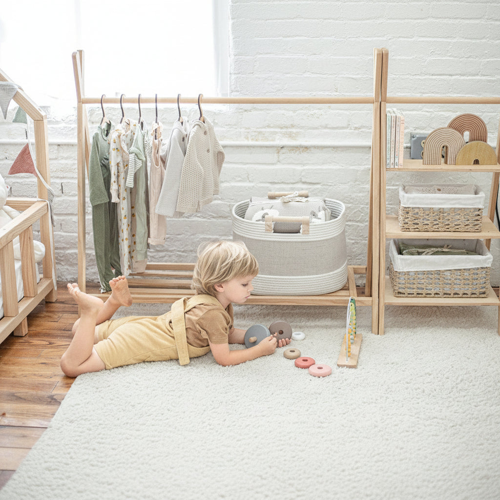 Montessori Wooden Scandinavian  Wardrobe & Storage Unit
