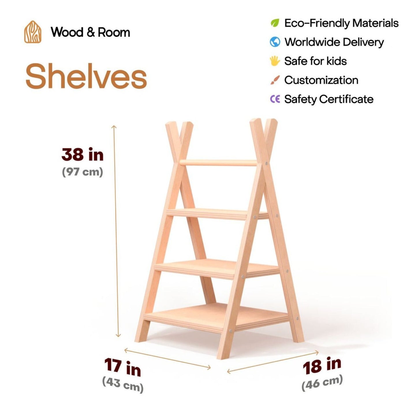 Montessori Wooden Scandinavian  Wardrobe & Storage Unit