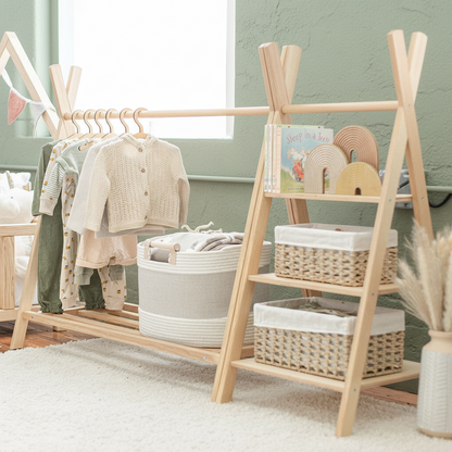Montessori Wooden Scandinavian  Wardrobe & Storage Unit