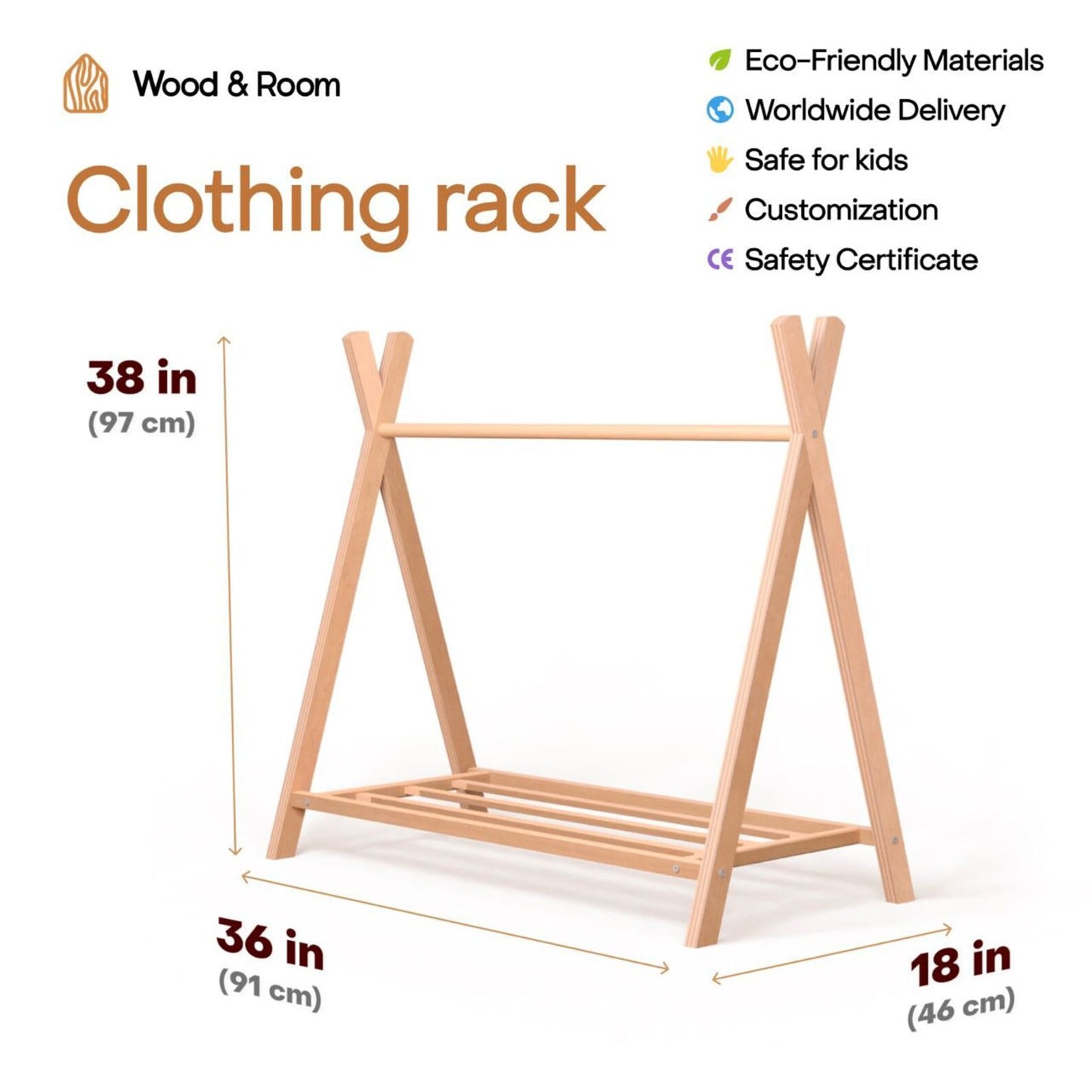 Montessori Wooden Scandinavian  Wardrobe & Storage Unit