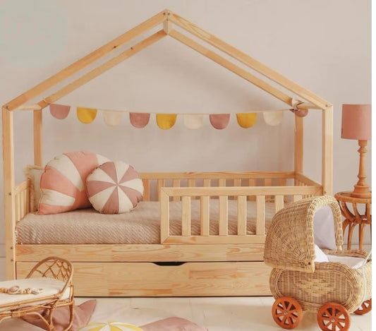 Montessori House Floor Bed with Storage