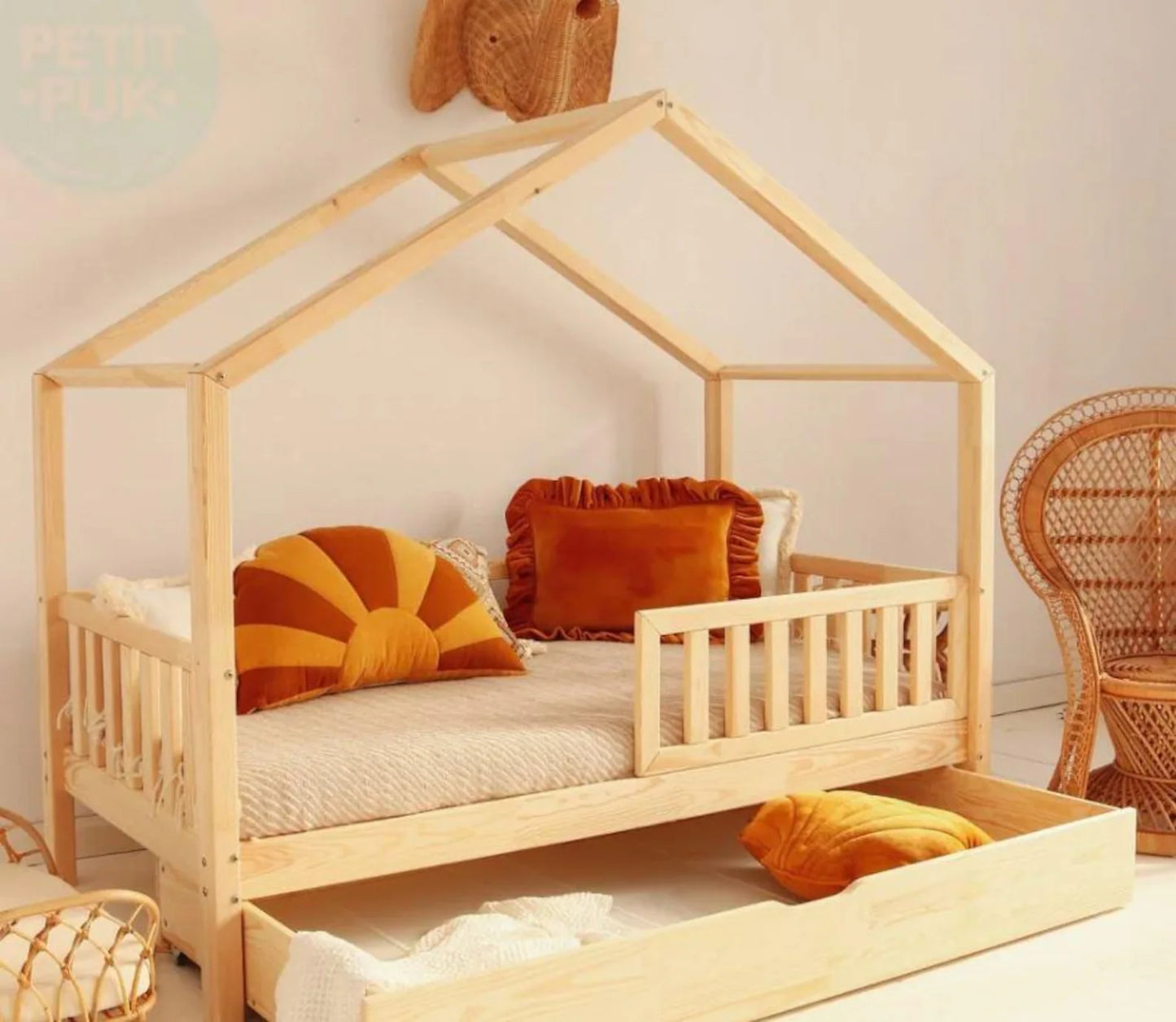 Montessori House Floor Bed with Storage